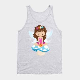 Cute Fairy, Magic Fairy, Brown Hair, Mushroom Tank Top